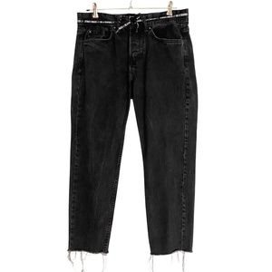 Bershka Women’s Black 100% Cotton Distressed Slim Cropped Denim Jeans [US 30]